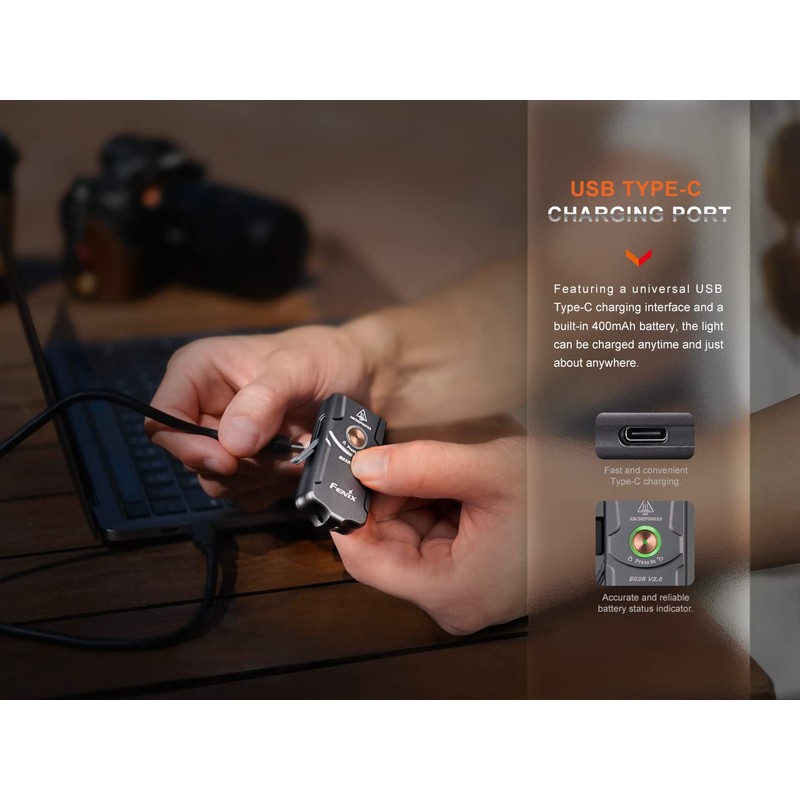EdisonBright FENIX E03R V2 500 Lumen USB Rechargeable LED keychain