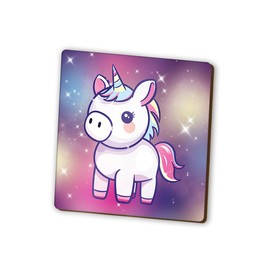 1 x Unicorn Square Magnet - Horse Pony Animal Mythical Kawaii Cartoon Cute Pattern Fridge Magnetic Travel Holiday Women Men #82020
