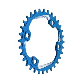 Funn Solo Narrow Wide Chainring for 9 10 11 12 Speed Chain, Fits Asymmetric 96mm BCD Interface Crankset, Single Speed Bike Chain Ring for MTB, BMX Bike, Gravel Bike and Road Bike (32T, Blue)