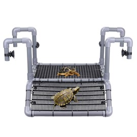 Large Turtle Basking Platform Hanging Turtle Tank Accessories Adjustable with DIY Climbing Ramp with PVC Pipes EggCrate,Turtle Elevated Basking Loft for Aquarium Tank 40/50/65/75/90 Gallon (Style B)