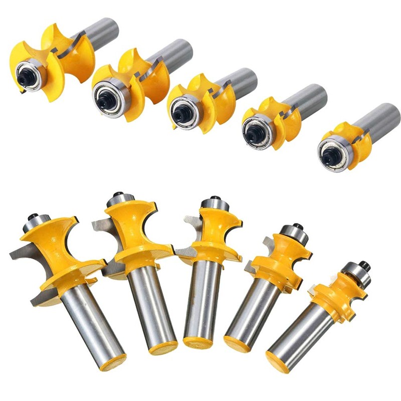 Bestgle Set of 5 Half Round Bullnose Router Bits Set