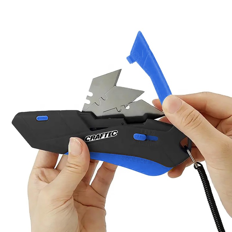 Craftec Retractable Utility Knife Box Cutter with Holster & Lanyard