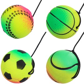 Alipis Wrist Return Balls, 4pcs Sports Wrist Basketball, Baseball and Football on a String Hand Exercise Rebound Balls Wristband Practice Balls for Boys Girls Party Favors
