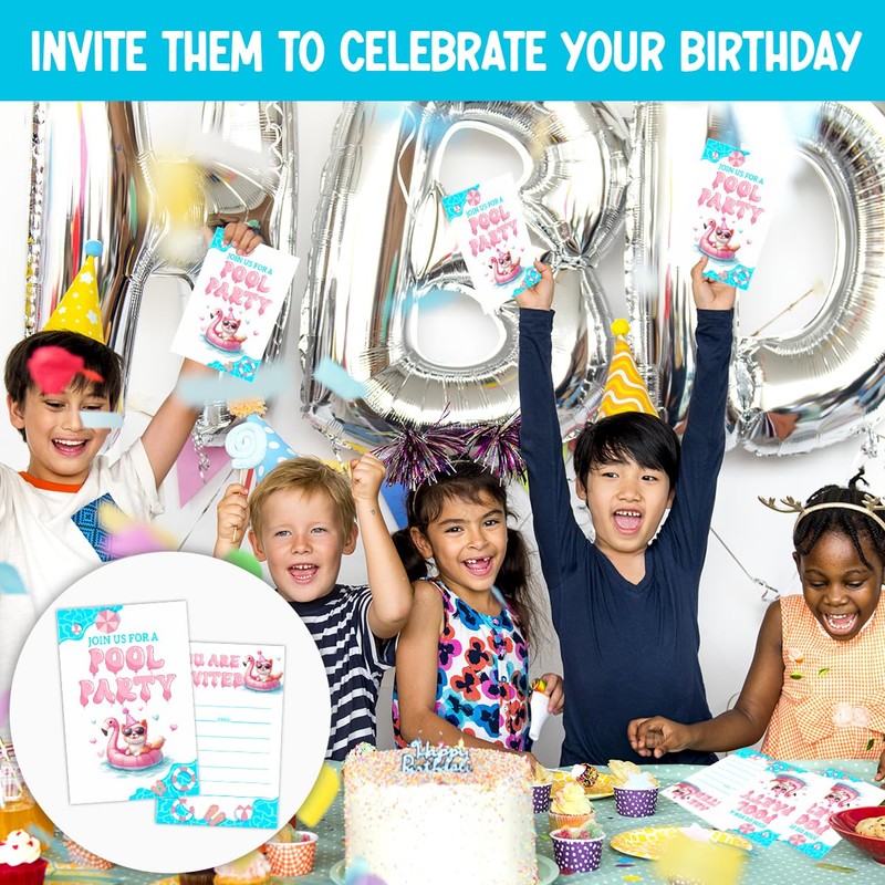 Pool Party Birthday Invitations for Girl