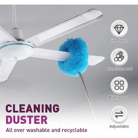 ATRSV Ceiling Fan Duster with Extension Pole - Adjustable 1ft to 2.6ft (11.8-31.5") - Reusable Microfiber Head - 2025 New for High Ceiling Fans, Doors, Windows, Tops (Pink)