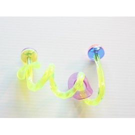 Small Yellow Swirley Acrylic Perch Bird Toy for Tiels Conures Lorys Quakers & Alike 6"