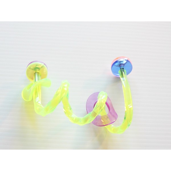 Small Yellow Swirley Acrylic Perch Bird Toy for Tiels Conures