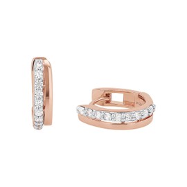 Amor Ladies 'Creole Earrings Partially Gold-Plated Silver and White Round Cut 2017096