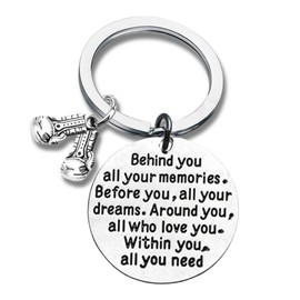 Sportybella Boxing Charm Keychain, Inspirational Behind You All Your Memorioes Before You All Your Dreams, Boxing Jewelry, Boxing Gifts for Boxers