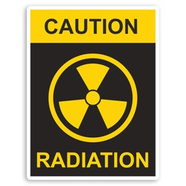 2 x 10cm Caution Radiation Sign Vinyl Stickers - Warning Office Sticker #31647 (10cm Tall)
