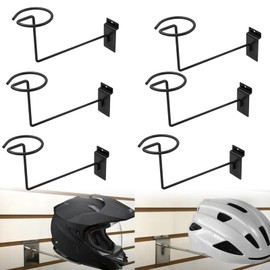 CNQLIS 6 Pcs Hat Racks, Slat Wall Motorcycle Helmet Bicycle Helmet Display, Slat Wall Accessories for Home Retail Shop Display Racks,Garage Shop Retail Universal Hat Rack(Black)