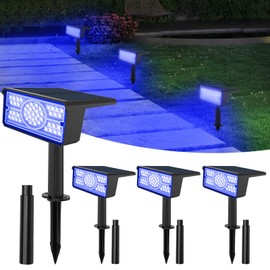 T-SUN Blue Solar Spot Lights Outdoor 4 Pack, 49 LED 2 Lighting Modes, IP65 Waterproof Landscape Spotlights, 2 in 1 Auto On/Off Solar Lights for Yard, Garden, Driveway, Pathway
