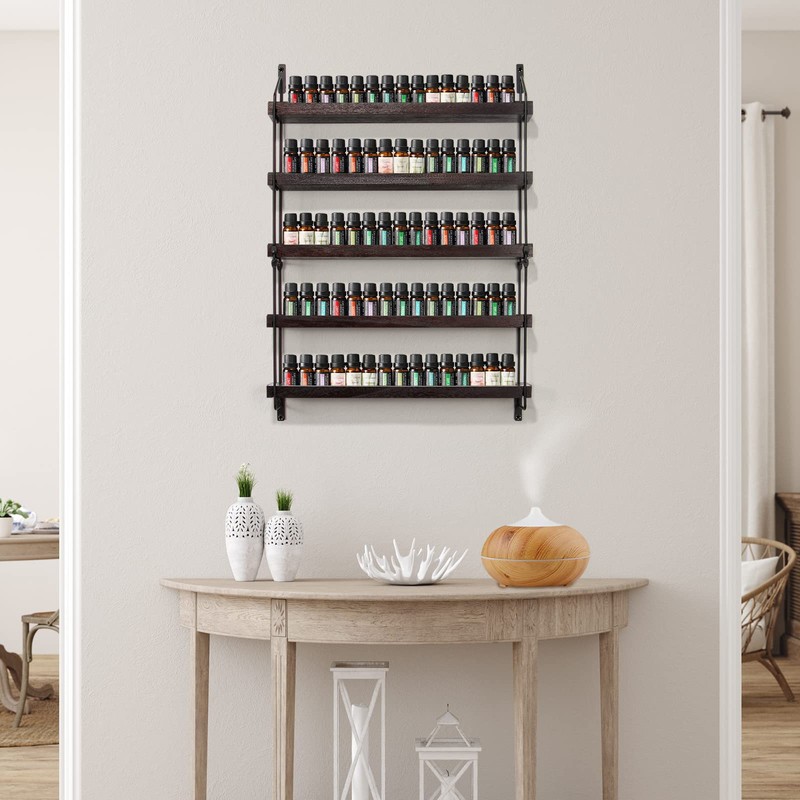 THYGIFTREE Essential Oil Storage Shelf Wall Mounted Wooden Essential Oil