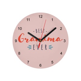 Fabulous Glass Wall Clock - Best Grandma Ever Family Grandmother Granny - Diameter 20cm - Pink