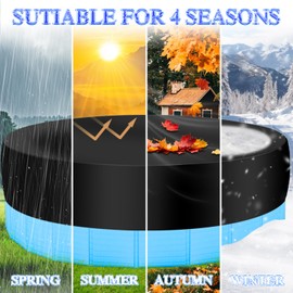 Dog Paddling Pool Cover, Foldable Portable Round Pet Pool Cover, Outdoor UV-Resistant Waterproof Dustproof Swimming Cover, Universal Bathroom Garden Patio for Dog Pet Bath (Black 160x30cm)