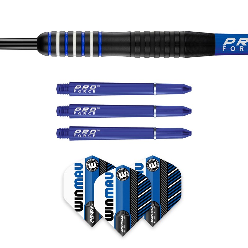 WINMAU Rookie Blue Brass Darts Set with Flights, Shafts (Stems)