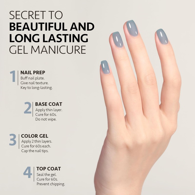 GAOY Jelly Nude Blue Gel Nail Polish, 16ml Sheer Neutral