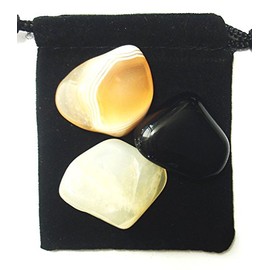 The Magic Is In You Scorpio Zodiac/Astrological Tumbled Crystal Healing Set with Pouch & Description Card - Agate, Black Obsidian, Moonstone