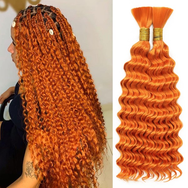 Orange Curly Ginger Braiding Hair for Boho Braids 18 Inch