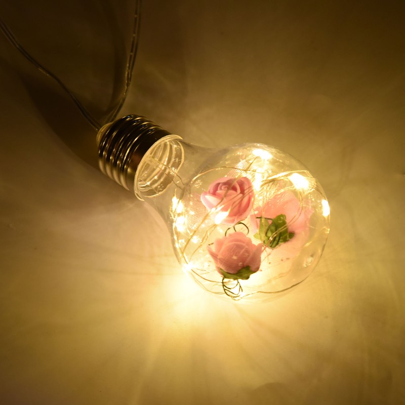 Light String 100LEDs Copper Wire Light String Artificial Rose E27