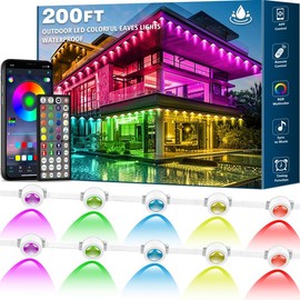 500 Feet, 250 Bulbs IP67 Waterproof RGB Outdoor LED Permanent Light, Comes with App and Remote Control, Best Choice for Party, Valentine's Day Decoration, Garden and Gift for Boyfriend or Girlfriend, Patio Outdoor Light, ZOEGI,:_200 feet