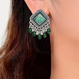 Indian Jhumka Earrings for Women Traditional Silver Jewelry Ethnic Indian Outfits Accessories Statement Jhumkas Earrings Lightweight Drop Dangle Design for Wedding Party Festival Wear