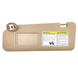SAILEAD Left Driver Side Sun Visor Compatible with Toyota Highlander 2008 2009 2010 2011 2012 2013 with Light 74320-48490-E0, Beige