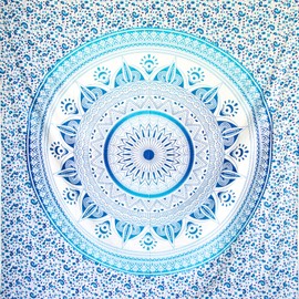 MOMOMUS Mandala Tapestry, Sun, Aesthetic, Large, Multi-Purpose, Beach Towel XXL, Pareo Cloth, Beach Blanket Sand-Free, Blue