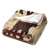 Retro Bear Bedding Fleece Throw Blanket,Lodge Bear Moose Elk Farmhouse