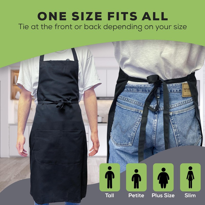 Bronta Mill Plain Unisex Chef Work DIY Apron with Twin