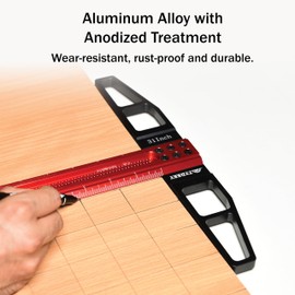TYDEEY 12, 24, 31, 39 in Precision Ruler Square T-Shaped Woodworking Scriber Measuring Tool, Aluminum Alloy Architect Ruler for Carpenter Work, T Type Wood Layout and Measuring Tools (31 inch)