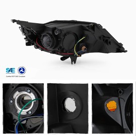 AKKON - Fits 2014 2015 2016 2017 2018 2019 2020 Chevy Impala [Halogen Style] Projector Black Headlight Driver Left Side Headlamp