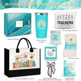 Teacher Appreciation Gifts, Best Teacher Tote Bags for Women, Unique Ideas from Students - Funny Thank You Basket Box Back to School Gifts