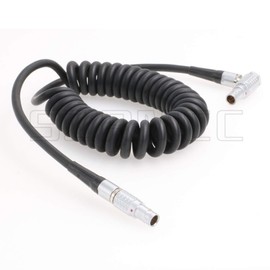 SZRMCC 0B 2 Pin Right Angle Male to 0B 2 Pin Male Coiled Power Cable for ARRI Alexa Camera 2 pin 12V to Teradek Bond Bolt Cube (Coiled Cable)