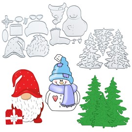 LYLIDIA 3 Sets Cutting Dies Christmas Cutting Dies Metal Scrapbooking Embossing Stencils Snowman Christmas Tree Gnome Stencils DIY Cards Cutting Dies Drawing Stencil Album