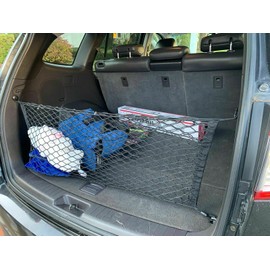 EACCESSORIES EA Rear Trunk Organizer Cargo Net for Hyundai Santa FE 2007-2012–Envelope Style Cargo Net for SUV - Premium Mesh Car Trunk Organizer Vehicle Carrier Storage–Compatible with Santa FE