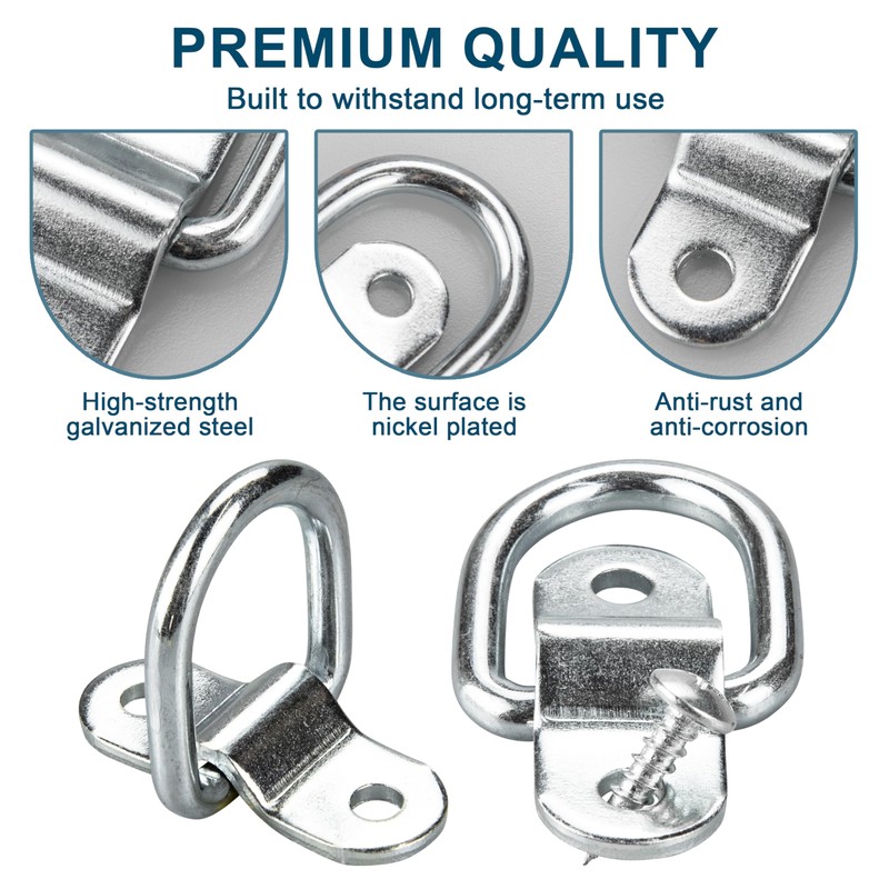 VEHIRIE 6 Pack D-Ring Tie Downs Anchors 1/4" Heavy Duty