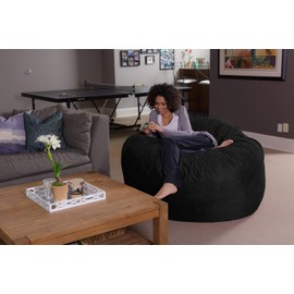 Sofa Sack - Plush Ultra Soft Bean Bags Chairs for Kids, Teens, Adults - Memory Foam Beanless Bag Chair with Microsuede Cover - Foam Filled Furniture for Dorm Room - Black 5'