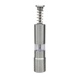 HOLIDYOYO Stainless Steel Manual Pepper Mill Grinder Spring Design for Home Kitchen Use for Spices and Seasoning Utensil Silver