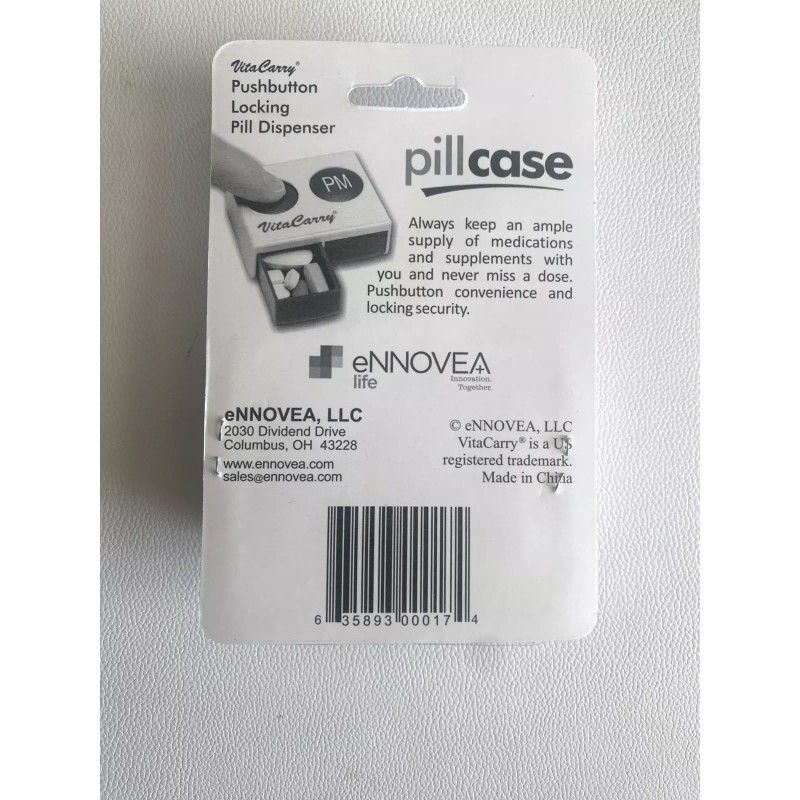 VitaCarry Push Button Pill Organizer with Safety Lock AM/PM (3