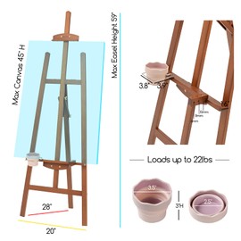 MEEDEN Easel Stand for Painting Canvas: Beechwood Lyre Easel Tripod Stand - Adjustable Art Paint Easel with Brush Holder, Washer & Metal Stand, Artist Easel for Painting, Display, Wedding Sign, Walnut