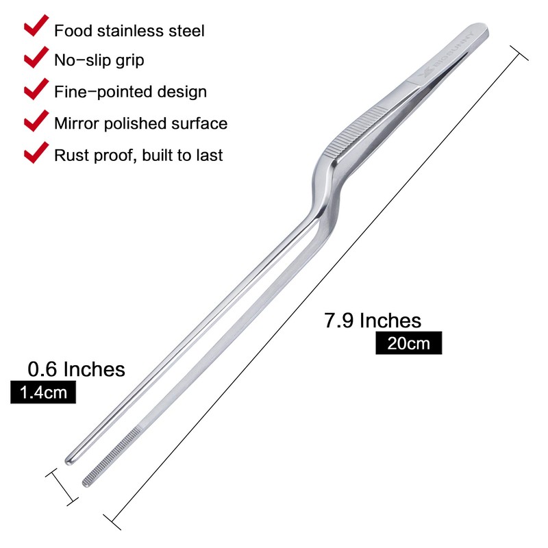 MSY BIGSUNNY Kitchen Culinary Tweezers - Stainless Steel Offset Tip