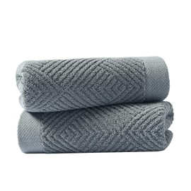 sense gnosis Grey Herringbone Hand Towel Set of 2 Premium 100% Cotton Striped Weave Ultra Soft Highly Absorbent Hand Towel for Bathroom 13 X 29 Inch