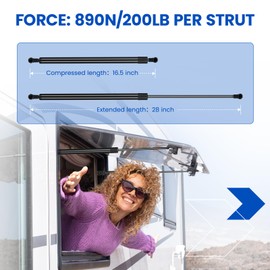 SYKRSS ST280M200 28 inch 200Lb/890N Gas Struts Shock 28" 200lb Gas Spring Lift Support for Snowmobile Trailer Rear Door Trap Door Cellar Door Lift Murphy Bed Support Trucks Tonneau Cover,2 Pcs Set