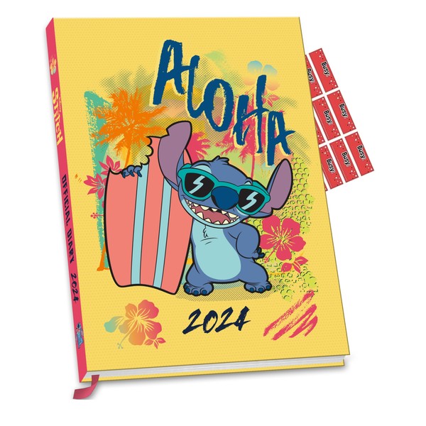 Danilo Promotions Limited Lilo & Stitch Diary 2024 A5 Hardback Diary with FREE Organisational Stickers Included