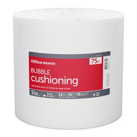 Office Depot® Brand Bubble Roll, 3/16" Thick, Clear, 12" x 75'
