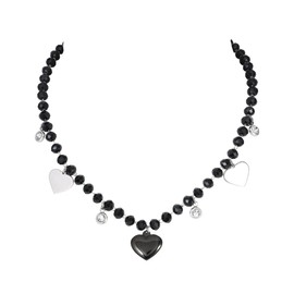 JJDreams Black Pearl Necklace with Pendant Choker Women's Gothic Punk Necklace Boho Choker Necklace Crystal Chain Pendant Chain Black, Stainless Steel