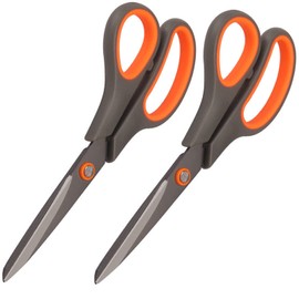 7.9 inch (20 cm) Teflon Scissors Set of 2 Universal Scissors Office Scissors Anti-stick, Anti-Rust, Fluorine Coated Stainless Steel Comfortable Soft Grip Handle Super Sharp Handicraft Scissors