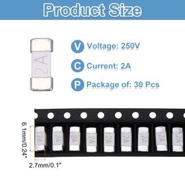 MECCANIXITY 30Pack 250V 2A Surface Mount Device Fuse, One Time Fast Acting Surface Mount 1808 Square Ceramic Fuses for LED Lighting Battery Devices Telecom System Over Current Protection