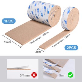 Vicloon Furniture Pad, 3 Rolls Floor Protectors for Furniture Feet (120x10x0.5cm+120x2x0.5cmx2), Felt Pads Tailorable for Chair Feet Legs, Tiled, Cabinet, Hardwood Floor Protectors(Brown)